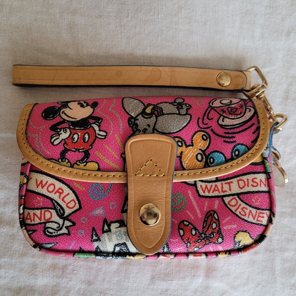 Dooney & Bourke Disney Pink Wristlet with Tan Accents